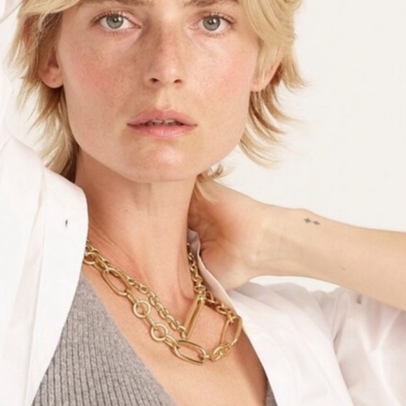 J.Crew mixed link gold necklace NWOT - Picture 2 of 5